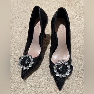 Elegant Black Embellished Women's Pumps